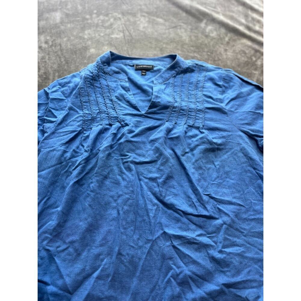 Lane Bryant Shirt Womens Plus Size 18/20 Blouse Blue V Neck Slit Top Classic